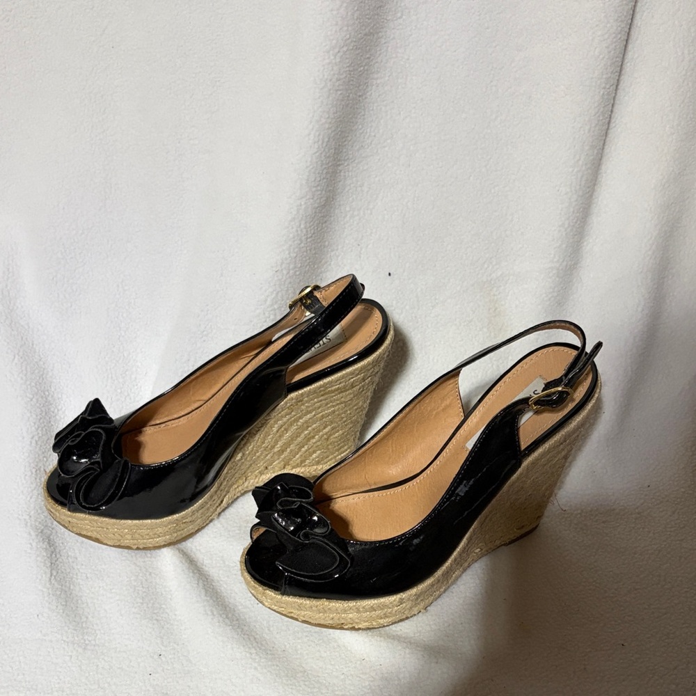 Steve Madden Black Slingback Wedge Sandals